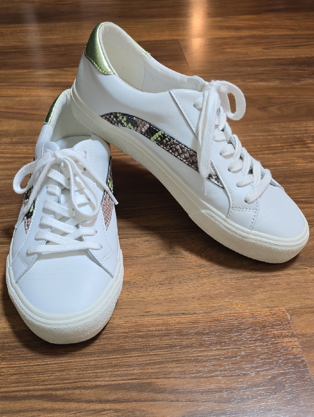 Madewell Delia Sidewalk Low-Top Sneakers - Snakeskin Trim White Leather